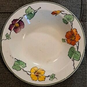 5.25" Bowl Chelsea Ivory  WH Grindley & Co England Orange Yellow Purple Florals